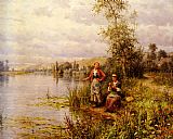 Country Women Fishing on a Summer Afternoon by Louis Aston Knight